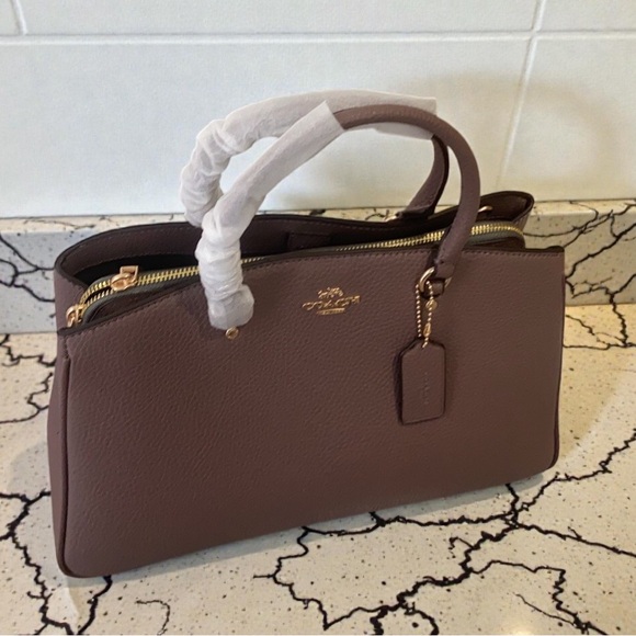 Coach Leather Satchel Handbag in Mauve Taupe - Picture 8 of 9